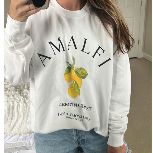 NWT oversized white Amalfi lemon sweatshirt XS - Picture 2 of 5